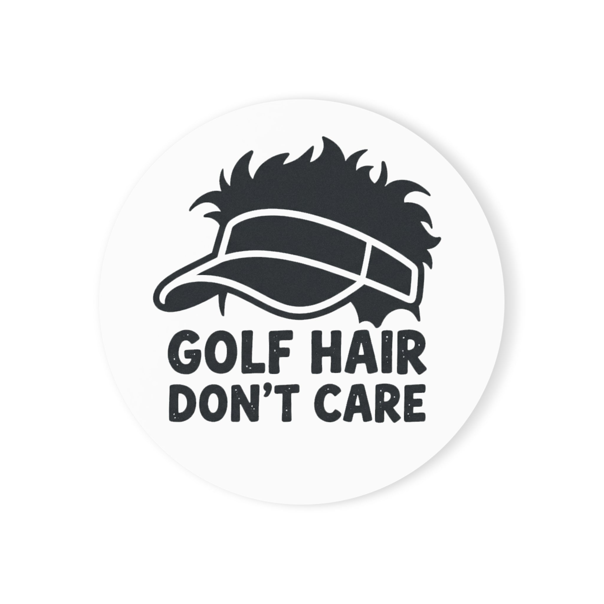 Golf Hair Don't Care Cork Coaster — Funny Golf Visor Drink Coaster